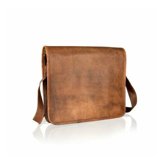 16"Men's Soft Genuine Vintage Leather Satchel Messenger Laptop Bag Free Shipping image {4}