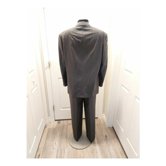 Burberry Grey Pin Striped With Hint Of RedWool Blazer Pant Suit Mens 31L 38x30 image {3}