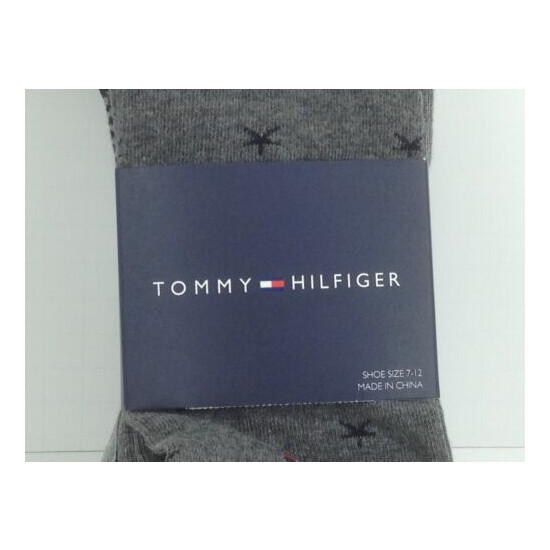 Men's TOMMY HILFIGER Gray Black STARFISH 73% COTTON Dress Socks. 4 Pack.$36 MSRP image {3}