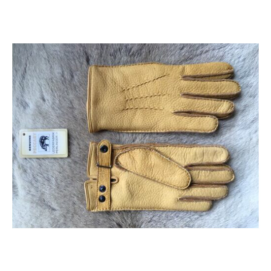 Winter Peccary Leather Gloves Hand Sewn Black Yellow Cognac Cork Brown  image {1}