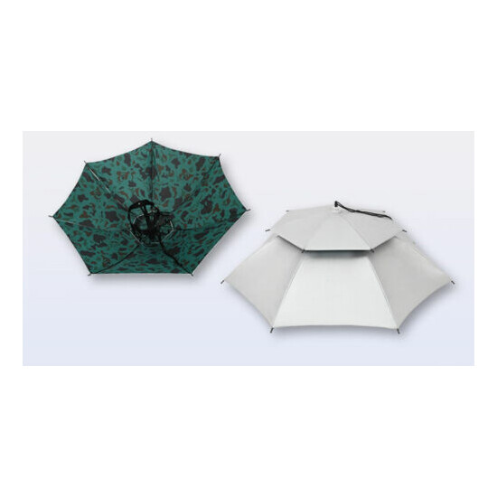 Fishing Umbrella Cap Hat for Hiking Camping Outdoor 2 Layer Foldable Sun Rain image {3}