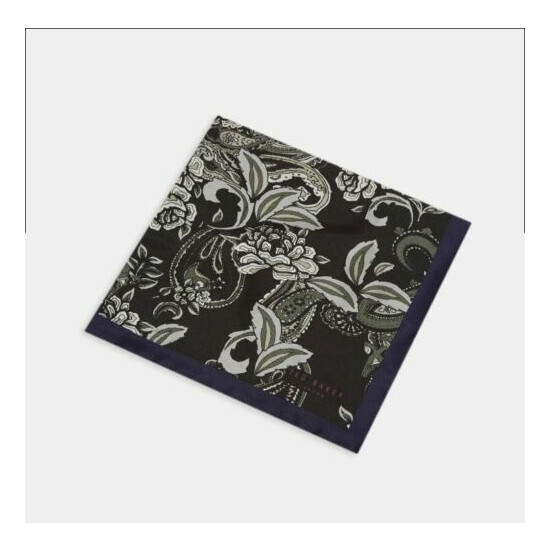 Ted Baker HORAM $49 Khaki Paisley Silk Pocket Square BNWT Handkerchief image {1}