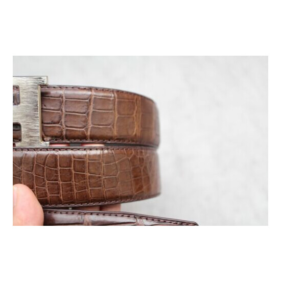 No Jointed - Brown Genuine Alligator CROCODILE Leather SKIN Men's Belt - W 1.5" image {3}