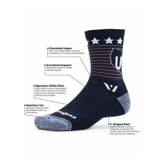 Swiftwick Vision five tribute running & cycling socks men/women, fast dry, crew image {4}