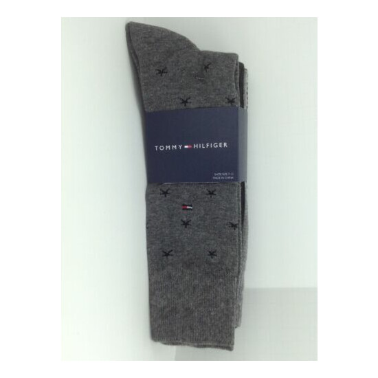 Men's TOMMY HILFIGER Gray Black STARFISH 73% COTTON Dress Socks. 4 Pack.$36 MSRP image {2}