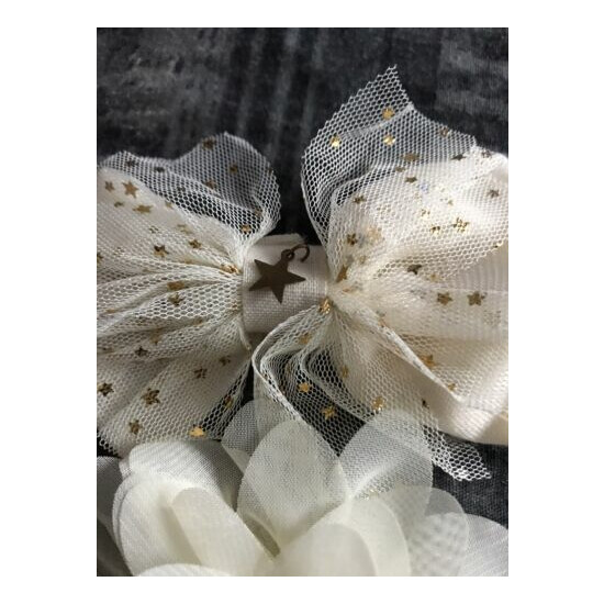 2PC Baby Elastic Headbands - Bow With Charm And Large Flower image {2}