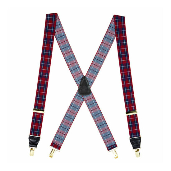 Plaid Dressy Clip-End Suspenders w/Brass Accents (3 Sizes) image {1}
