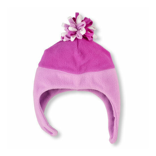 NWT Children's Place Baby Girl 6-12 Month Looped Pom Pom Hat Pink Purple Teal image {3}
