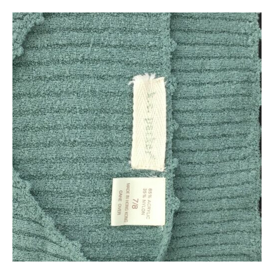 Girl's 7/8 KC PARKER Sweater Cardigan SAGE GREEN V Neck Ribbed Lightweight image {4}