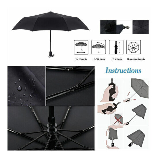 New 8 Ribs Automatic Compact Umbrella Folding Reverse Rain Sun Windproof image {1}
