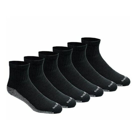 Dickies Men'S 6 Pack Dri-Tech Comfort Quarter Socks Black Fits Shoe Size 6-12 US image {2}