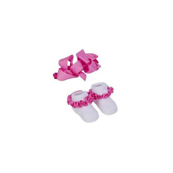 London Bridge Bright Pink Headband & Ruffle Sock Set 0-6 Months image {1}