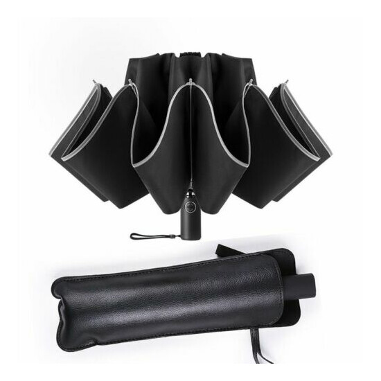 Automatic Umbrella Reverse Folding Business With Reflective Strip Rain Windproof image {1}