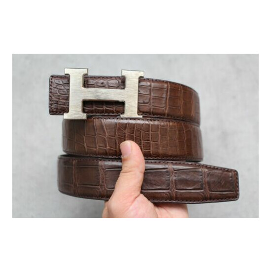 No Jointed - Brown Genuine Alligator CROCODILE Leather SKIN Men's Belt - W 1.5" image {2}