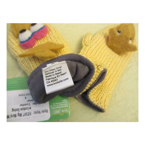 Big Bird MITTENS knit gloves baby boys girls ALL COTTON Sesame Street delux image {3}