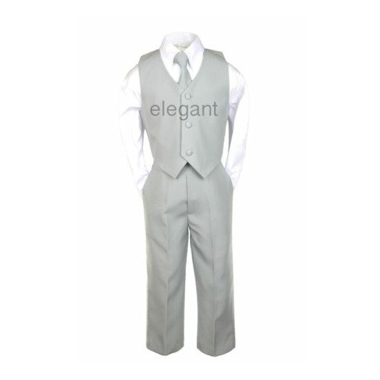 Infant Boy Toddler Teen Formal Wedding Party Recital Tuxedo Suit Silver sz S-20 image {4}