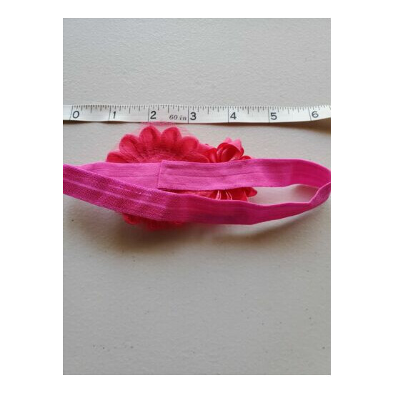 Baby Floral Elastic Headband Christmas/Holiday Flowers Rhinestone Adorable Pink image {4}