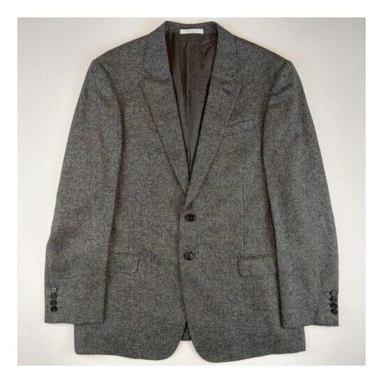 Armani Collezioni Sport Coat Blazer Jacket 42R Birdseye Spotted Wool Cotton Gray image {1}