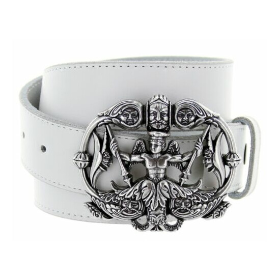 Neptune Made in Italy Silver Buckle with Genuine Leather Casual Belt Strap  image {2}