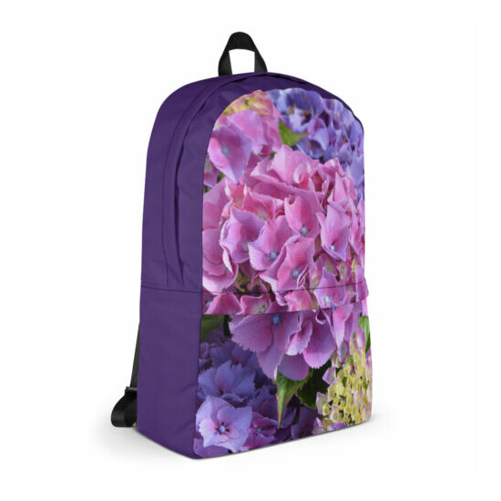 Pink and Purple Hydrangea Floral Backpack image {4}