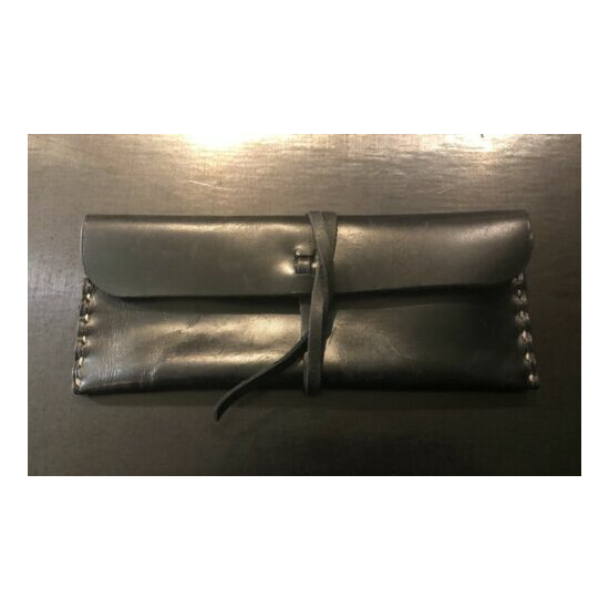 RUSTICO - Premium Full Grain Leather Pouch - Hand Sewn - Rustic Black image {2}