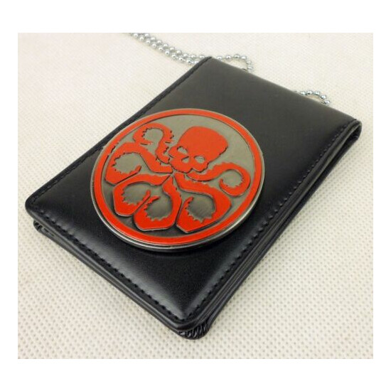 Agents of Shield Hydra Badge Skull Badge Badge ID Holder Card BK Leather Holder image {2}