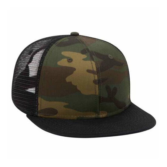 OTTO CAP Camouflage 6 Panel Mid Profile Mesh Back Trucker Snapback Hat image {1}