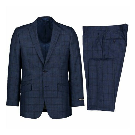 Alberto Cardinali Men's Medium Blue Windowpane Plaid 2 Button Slim Fit Suit NEW image {1}
