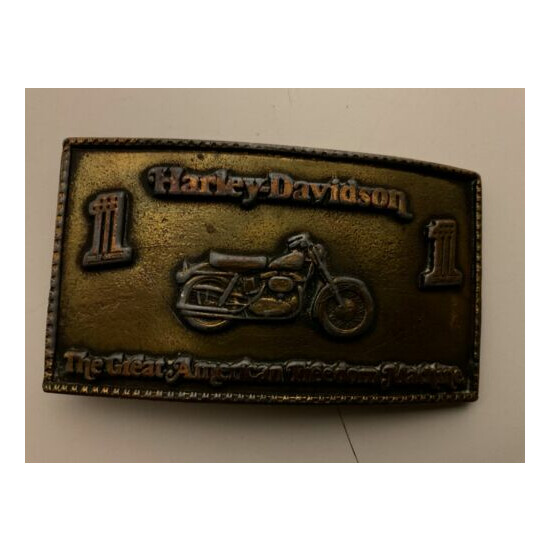 Harley-Davidson rare men’s vintage limited edition belt buckle.Antique brass. image {8}