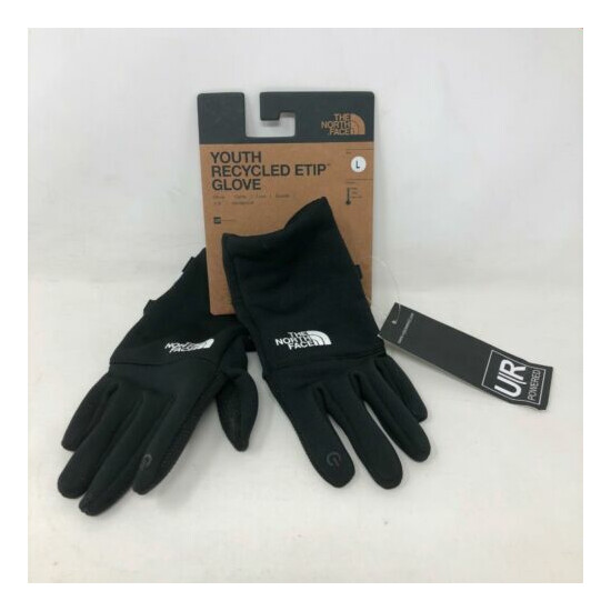 Unisex Youth Kid's The North Face Logo ETIP Gloves, Size L - Black/White image {1}