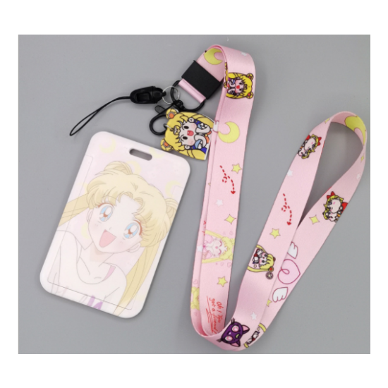 lot Sailor Moon new mix key chain Lanyard acrylic ID Badge Holder Key Neck Strap image {3}