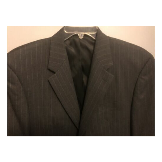 CHAPS Men’s Charcoal Blazer Two Button Wool Jacket Pinstriped Size 44R~Free Ship image {2}