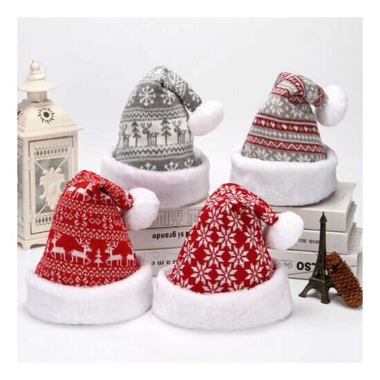 Christmas Knitting Beanie Hats for Gift Party Winter Xmas Womens Mens Reindeer image {1}