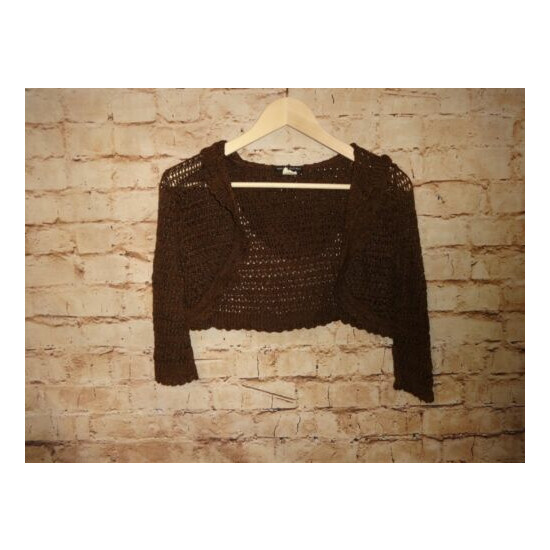 Girls Size Small 5/6 Brown Knit L/S Hooded Sweater by American Attitudes  image {3}