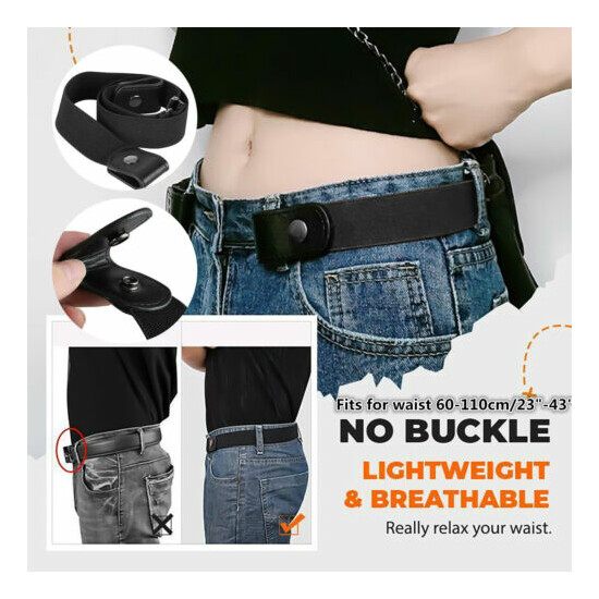 5x Buckle-free Invisible Elastic Waist Belts For Jeans No Bulge Hassle Men Women image {2}