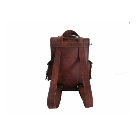 Vintage Men's Leather Backpack Outdoor Rucksack Travel Camping Laptop Bag Pack Thumb {4}