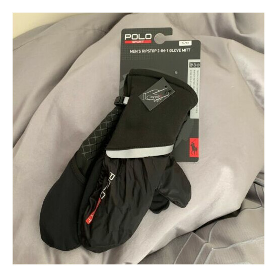 Ralph Lauren Polo Sport Men's Ripstop 2 in 1 Glove Mitt BLACK Size S/M L/XL Thumb {1}