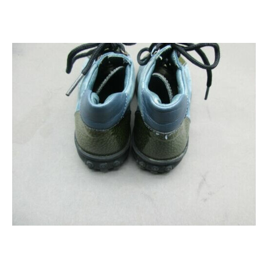 Micio Size 6 Baby Boy Lace Leather Blue/Green Made In Italy Ankle Boots 1h image {5}
