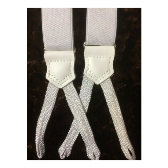 Slim White Braid End Braces Braces by Tails and the Unexpected - 25mm Made in UK image {1}