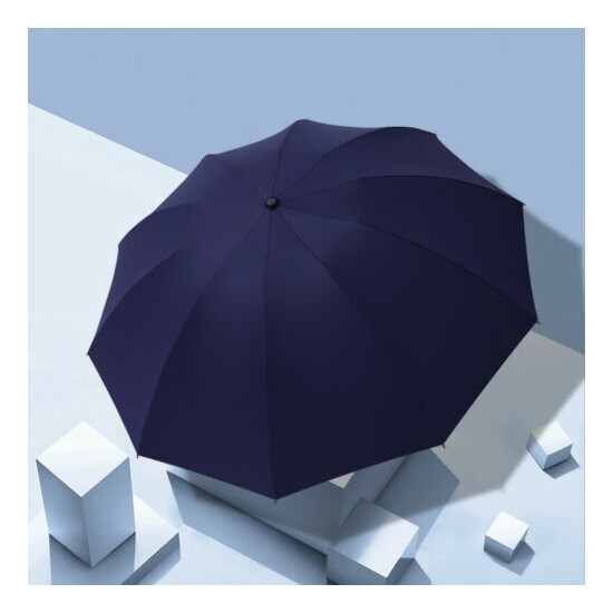 Black Auto Open & Close Windproof Travel Umbrella Compact Folding Mens Women AU image {3}