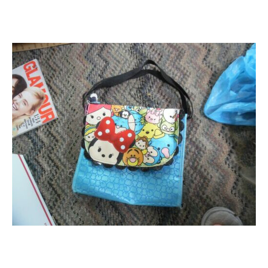 Disney Tsum Tsum girls blue satin & vinyl purse with 3 charms  image {1}