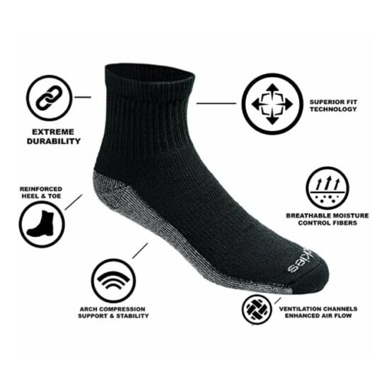 Dickies Men'S 6 Pack Dri-Tech Comfort Quarter Socks Black Fits Shoe Size 6-12 US image {3}