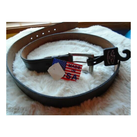R.G.BULLCO Black Size 44 Full Grain Cowhide Belt 1.5" Wide Brand New with Tags image {1}