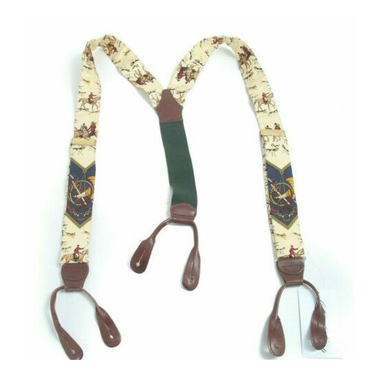 RARE Vintage Polo Ralph Lauren Lemon Silk Equestrian Fox Hunt Suspenders Braces image {1}