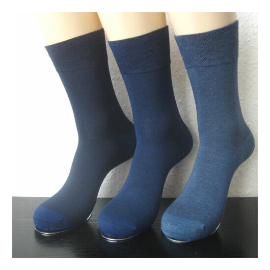 Men Socks without Rubber With Soft Rim Bamboo - Melange 3 Blue Tones 39 To 46 image {4}