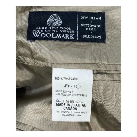 Calvin Klein Woolmark 100% Wool Beige Blazer Sport Coat Men’s Size 40R image {3}