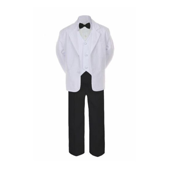 5-7pc Formal Black & White Suit Set Brown Bow Necktie Vest Boy Baby Sm-20 Teen image {3}