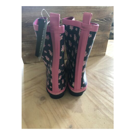 Laura Ashley Ladies High Cut Mid Calf Buckle Rubber Rain Boots, Lightweight...  image {3}