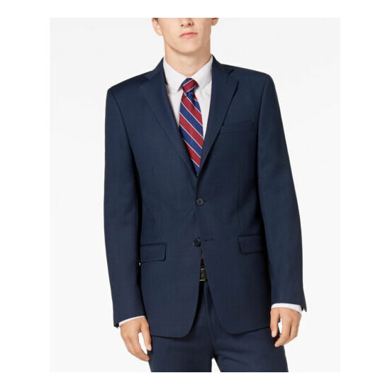 Calvin Klein Suit Jacket 42L Blue Birdseye Slim Fit X-Fit Stretch NWT $450 image {1}