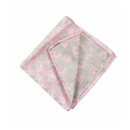 Condotti Pink Grey 100% Silk Floral Self-Tipped 7-Fold Tie + Pocket Square Set image {4}